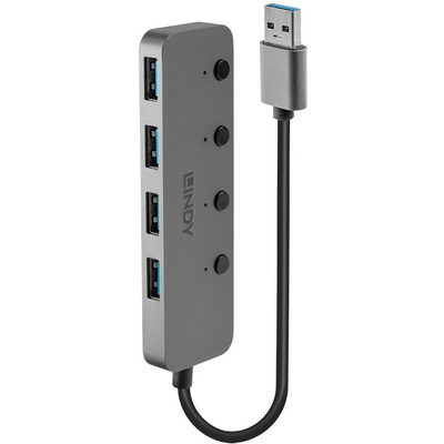 LINDY 4 Port USB 3.0 Hub with On/Off Switches