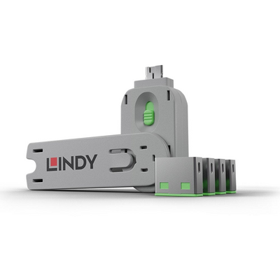 LINDY USB Port Locks 4xGreen+Key