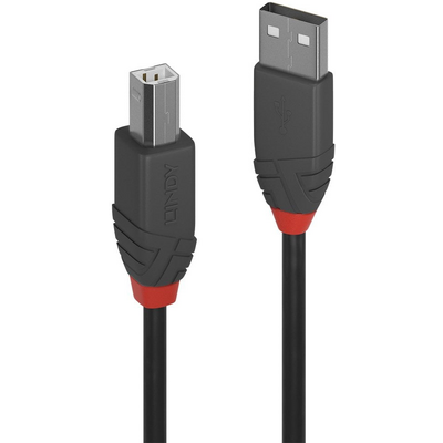 LINDY 2m USB 2.0 Type A to B Cable, Anthra Line