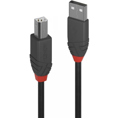 LINDY 1m USB 2.0 Type A to B Cable, Anthra Line