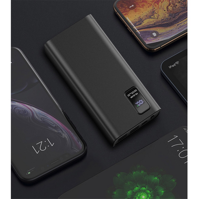 PLATINET power bank, 30000mAh, Polymer PD 3.0 QC 3.0, LED kijelző, fekete