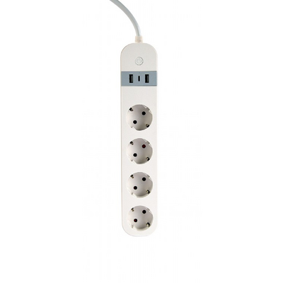 Gembird Smart power strip with USB charger 4 sockets White