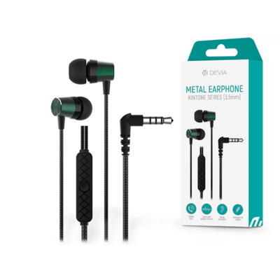 DEVIA UNIVERZÁLIS SZTEREÓ FELVEVŐS FÜLHALLGATÓ - 3,5 MM JACK - DEVIA KINTONE SERIES METAL EARPHONE - ZÖLD