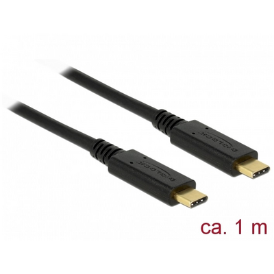 DELOCK kábel USB 3.1 Gen 2 Type-C male / male összekötő 1m PD 3A E-Marker