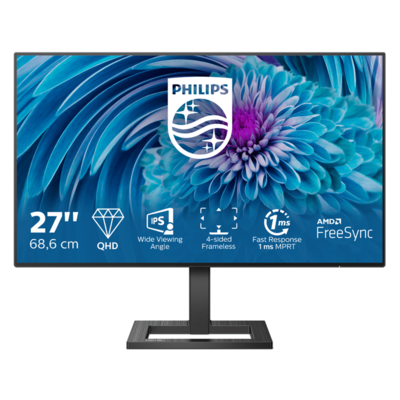 PHILIPS IPS monitor 27" 275E2FAE, 2560x1440, 16:9, 350cd/m2, 1ms, DisplayPort/2xHDMI, hangszóró