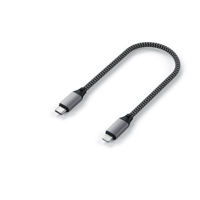 Satechi USB-C - lightning kábel (MFI), szőtt, 25cm - Space Grey