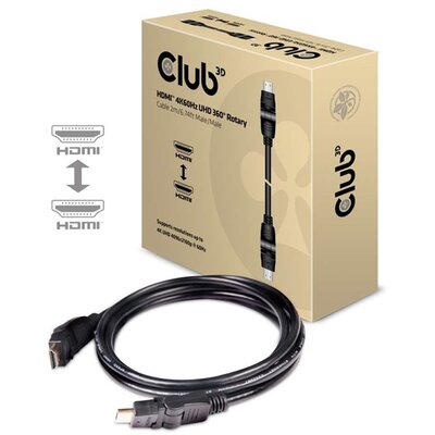 Club3D HDMI 2.0 4K60Hz UHD 360 Rotary kábel 2M/6.56ft Male/Male