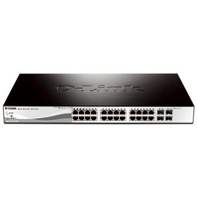 D-LINK Switch 24x1000Mbps (24xPOE) + 4xGigabit kombó SFP Menedzselhető Rackes, DGS-1210-28P/E