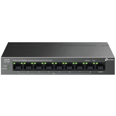 TP-LINK LS109P 9-Port 10/100Mbps Desktop Switch with 8-Port PoE+