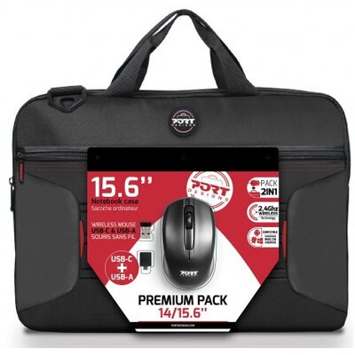 PORT DESIGNS Notebook táska vezeték nélküli egérrel 501873, PREMIUM PACK : Laptop case & wireless mouse 14/15.6"