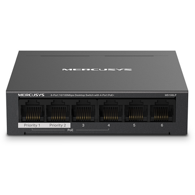 Mercusys MS106LP 6-Port 10/100Mbps Desktop Switch with 4-Port PoE+