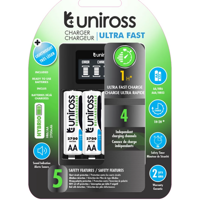 Uniross UCU005 ULTRA AA/AAA védelemmel processzoros LCD gyorstöltő