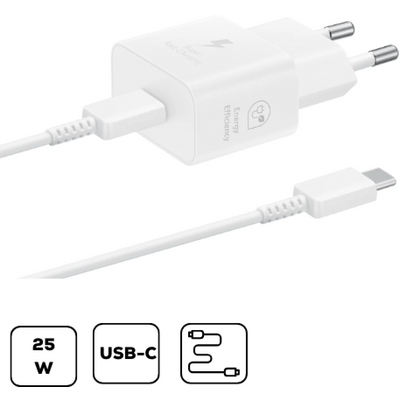 Samsung 25W PD Power Adapter with USB-C cable White