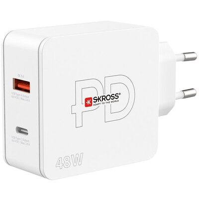 Skross 48W PD USB A/USB C fehér gyorstöltő