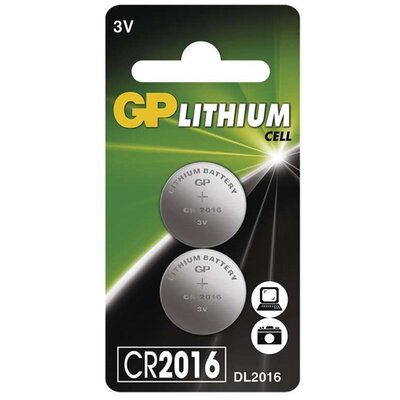 GP CR2016 lítium gombelem 2db/bliszter