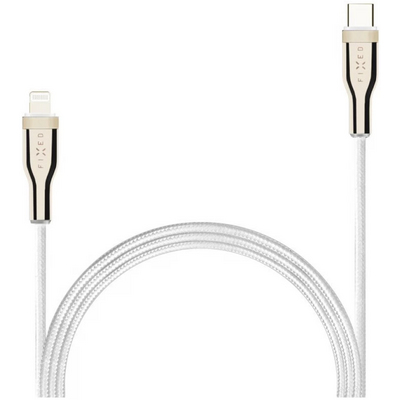 FIXED Braided Cable USB-C/Lightning, 1,2m, white