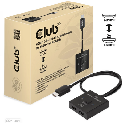 Club3D HDMI 2-in-1 Bi-directional Switch for 8K60Hz or 4K120Hz