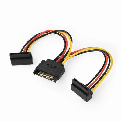 Gembird CC-SATAM2F-02 cable power SATA 15 pin -> 2x SATA HDD angled connectors 0,15m