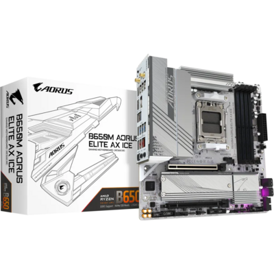 GIGABYTE Alaplap AM5 B650M AORUS ELITE AX ICE AMD B650, mATX