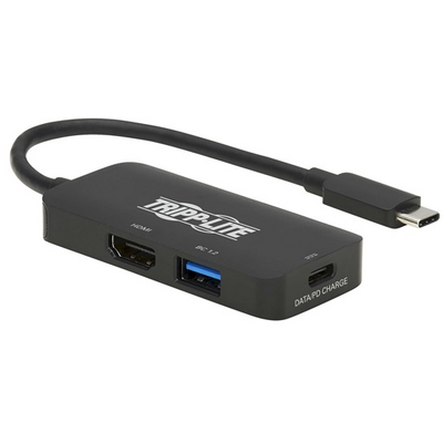 TRIPP LITE USB-C adapter, multiport, HDMI 4K 60Hz, 4:4:4, HDR, USB-A, 100W PD töltés, fekete