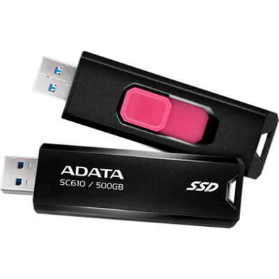 ADATA SSD Külső USB 3.2 500GB SC610, Fekete/Piros