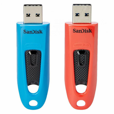 Sandisk ULTRA 64GB USB 3.0 FLASH DRIVE 130MB/S READ TWIN PACK (BLUE AND