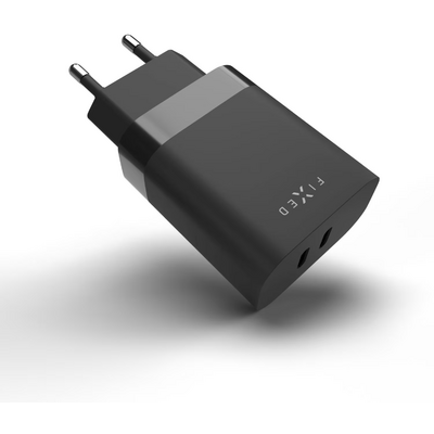 FIXED Dual USB-C Travel Charger 35W, Fekete