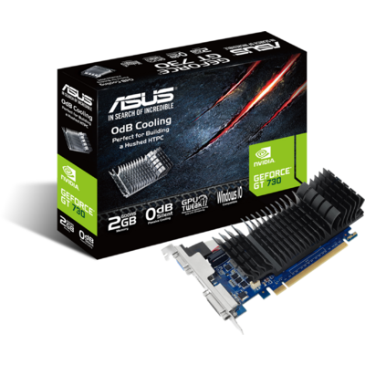 Asus Videokártya - nVidia GT730-SL-2GD5-BRK (2048MB DDR5, 64bit, 902/5010Mhz, Dsub, DVI, HDMI, Low Profile, Passzív)