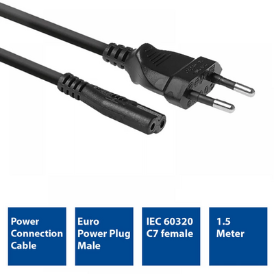 ACT AC3300 Powercord Euro male - C7 female 1,5m Black