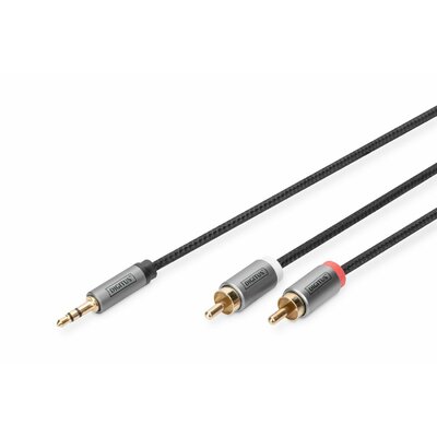 Digitus DB-510330-018-S Audio adapter cable, 3.5 mm stereo jack to RCA 1,8m Black