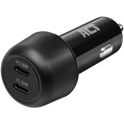 ACT AC2200 2-port USB-C Fast Car Charger 45W with Power Delivery Black