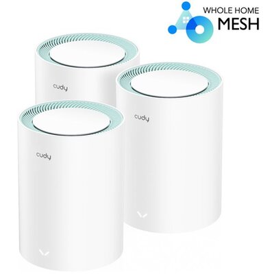 CUDY M1300(3-Pack) kétsávos AC1200 WIFI MESH fehér gigabit router (3db-os szett)