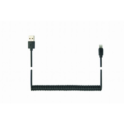 Gembird USB Sync and Charging spiral cable for iPhone 1,5m Black