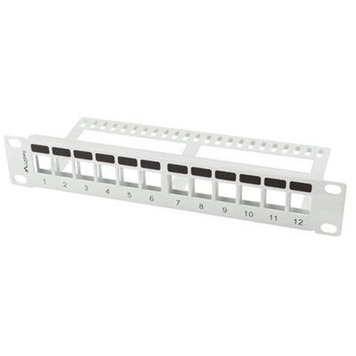 NET Lanberg Üres patch panel 12 port 1U 10" tehermentesítővel, szürke