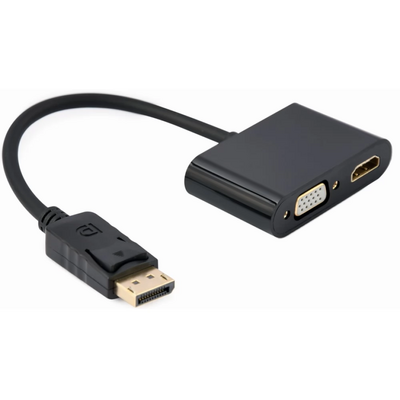 Gembird A-DPM-HDMIFVGAF-01 DisplayPort male to HDMI female + VGA female adapter cable Black