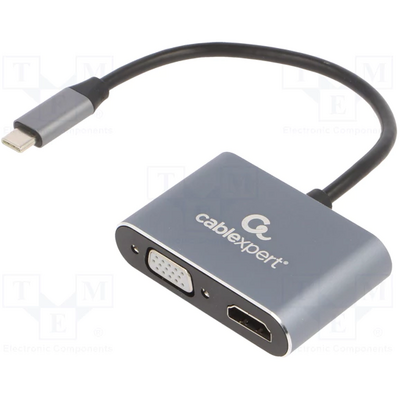 Gembird A-USB3C-HDMIVGA-01 USB Type-C to HDMI + VGA Display adapter Space Grey