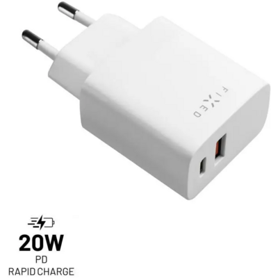 FIXED USB-C/USB Travel Charger 20W, white