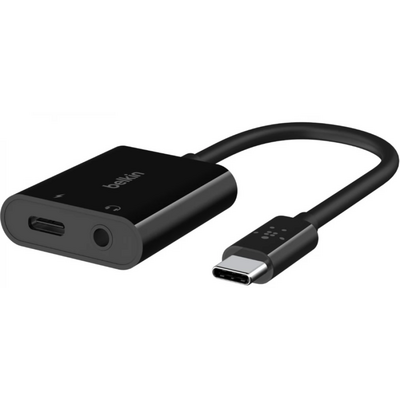 Belkin ROCKSTAR 3.5 MM JACK AUDIO AND USB-C CHARGING ADAPTER BLACK