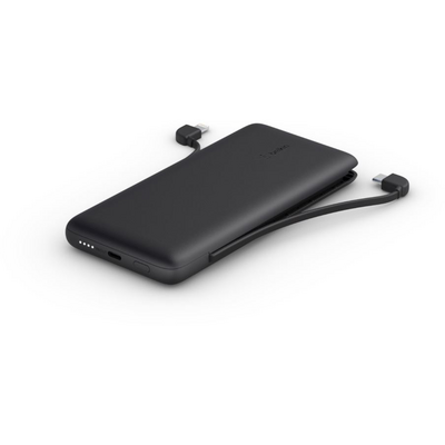 Belkin BELKIN POWER BANK 10K INC USB-C AND LIGHTNING CABLES BLACK