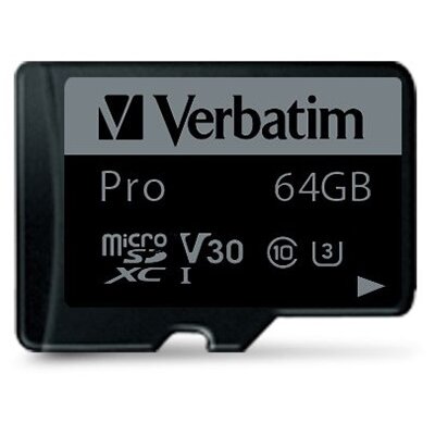 Verbatim 47042 SDXC 64GB Pro U3 Class 10 micro memóriakártya + adapter