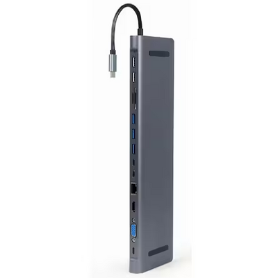 Gembird A-CM-COMBO9-01 USB Type-C 9-in-1 Multi-Port Adapter Space Grey