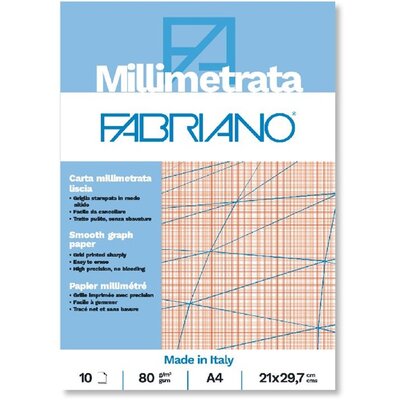 Fabriano A4 80g 10lapos milliméterpapír tömb