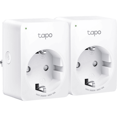 TP-Link Okos Dugalj - Tapo P110 2 -pack (230V-10A; 2,4GHz WiFi; Távoli hozzáférés; Ütemezés; Távoli mód; Energia figyel)