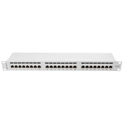 NET Lanberg Patch panel 24 port 1U 19" CAT.6 árnyékolt, szürke