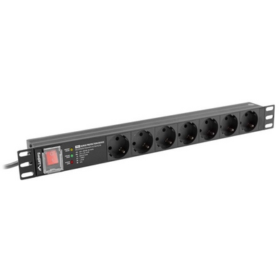 NET 19" PDU/elosztósor PRO 1U 16A 2m 7x Schuko aljzat SPD-3MP, fekete