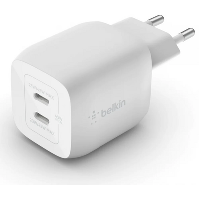 Belkin Dual USB-C GaN Wall Charger with PPS 45W White