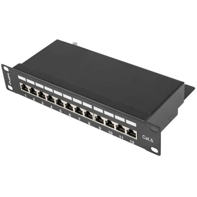 NET Lanberg Patch panel 12 port 1U 10" CAT.6 árnyékolt, fekete