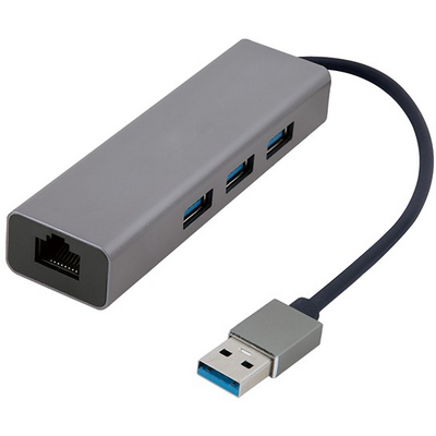 Gembird USB AM Gigabit Network Adapter With 3-port USB 3.0 Hub Grey