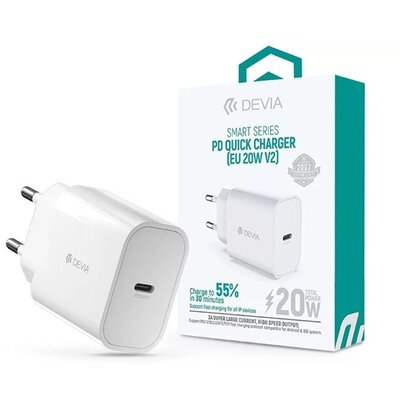 Devia ST383830 20W Type-C PD fehér hálózati töltő adapter