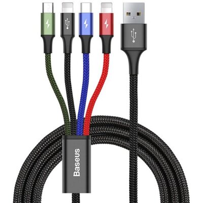 Baseus CA1T4-A01 Fast 4in1 1,2m 3,5A USB C/2xLightning/micro USB fekete adat- és töltőkábel